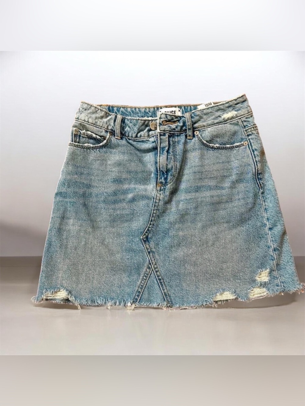 PAIGE Light Blue Distressed Denim Mini Skirt size 25